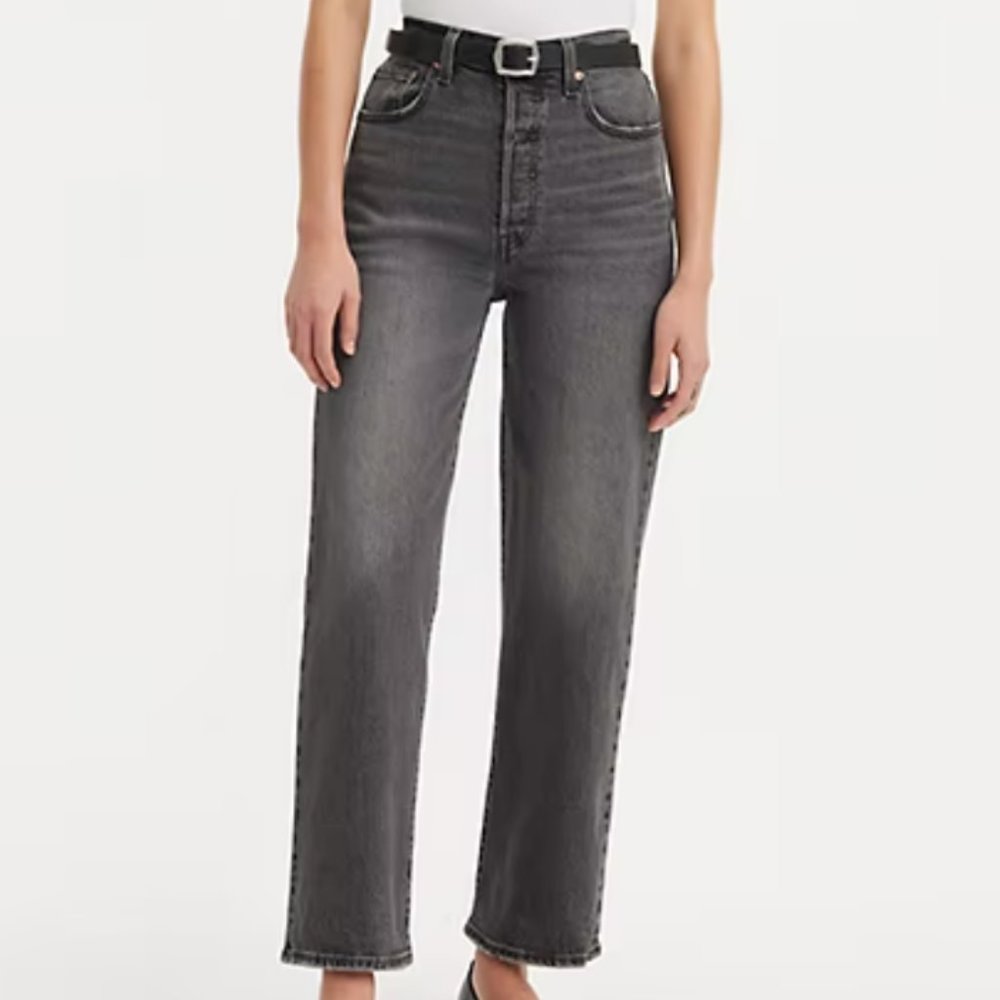 Levi's Ribcage Straight Ankle Jeans Dark Gray